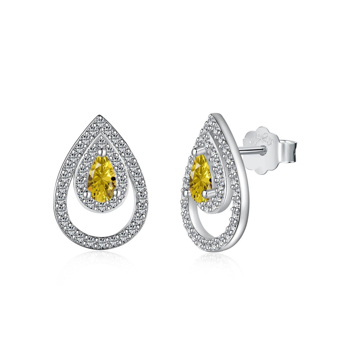 [Violet JW]Sparkling Delicate Water Drop Shape Daily Earrings