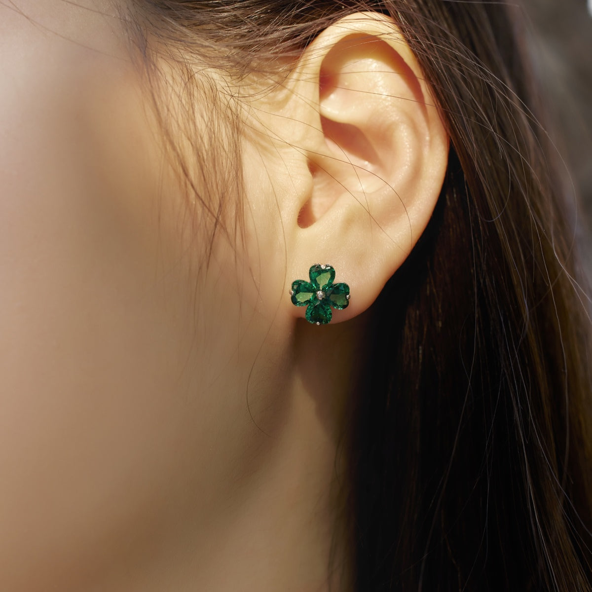 [Violet JW]Four-Leaf Clover Ball Earrings