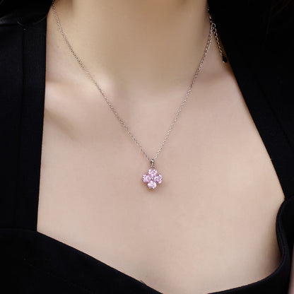 [Violet JW]Heart-Shaped Four-Leaf Clover Bead Necklace