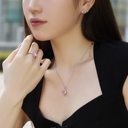 [Violet JW]Heart-Shaped Four-Leaf Clover Bead Necklace