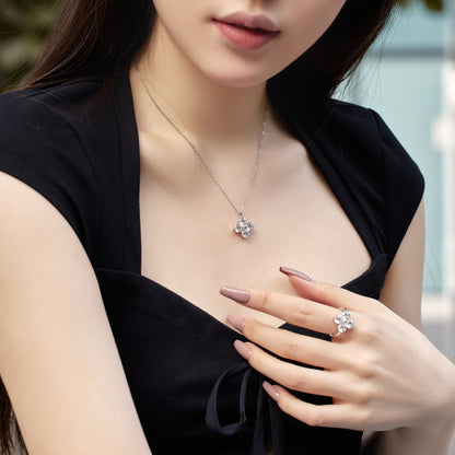 [Violet JW]Four-Leaf Clover And Eight-Pointed Star Necklace