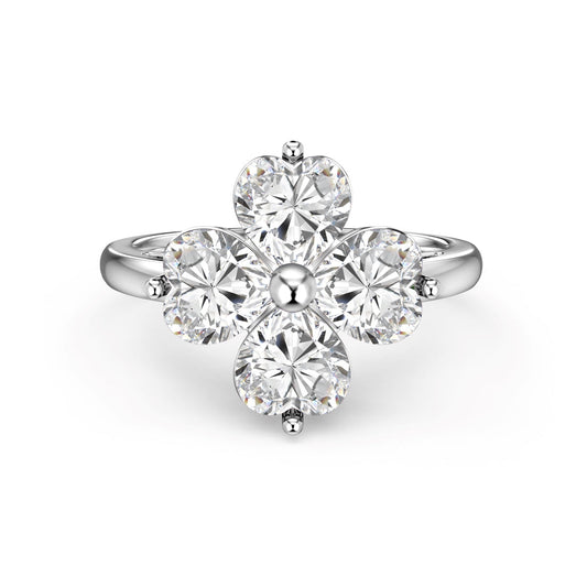 [Violet JW]Heart-shaped Four-Leaf Clover Ball Ring