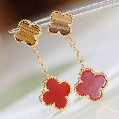[Everoly JW]CLOVER  2 MOTIF  TIGER EYE CARNELIAN EARRINGS