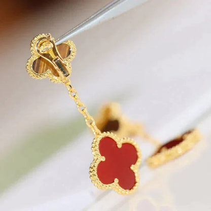 [Everoly JW]CLOVER  2 MOTIF  TIGER EYE CARNELIAN EARRINGS