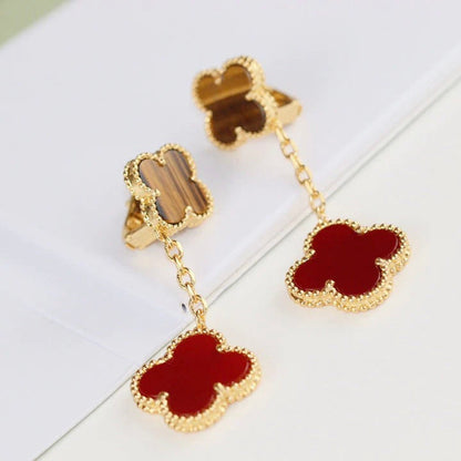 [Everoly JW]CLOVER  2 MOTIF  TIGER EYE CARNELIAN EARRINGS