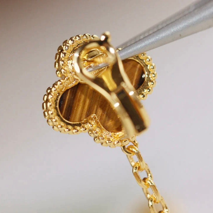 [Everoly JW]CLOVER  2 MOTIF  TIGER EYE CARNELIAN EARRINGS