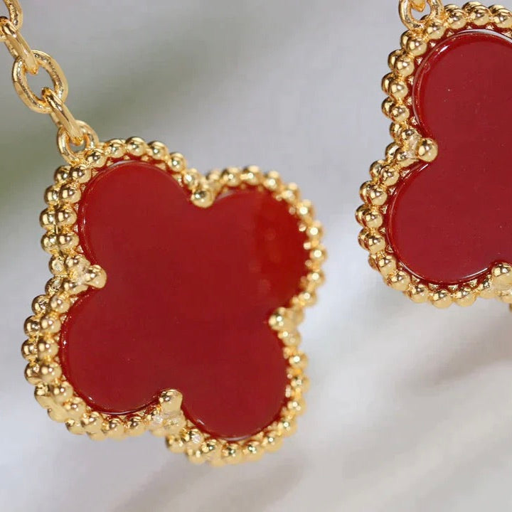 [Everoly JW]CLOVER  2 MOTIF  TIGER EYE CARNELIAN EARRINGS