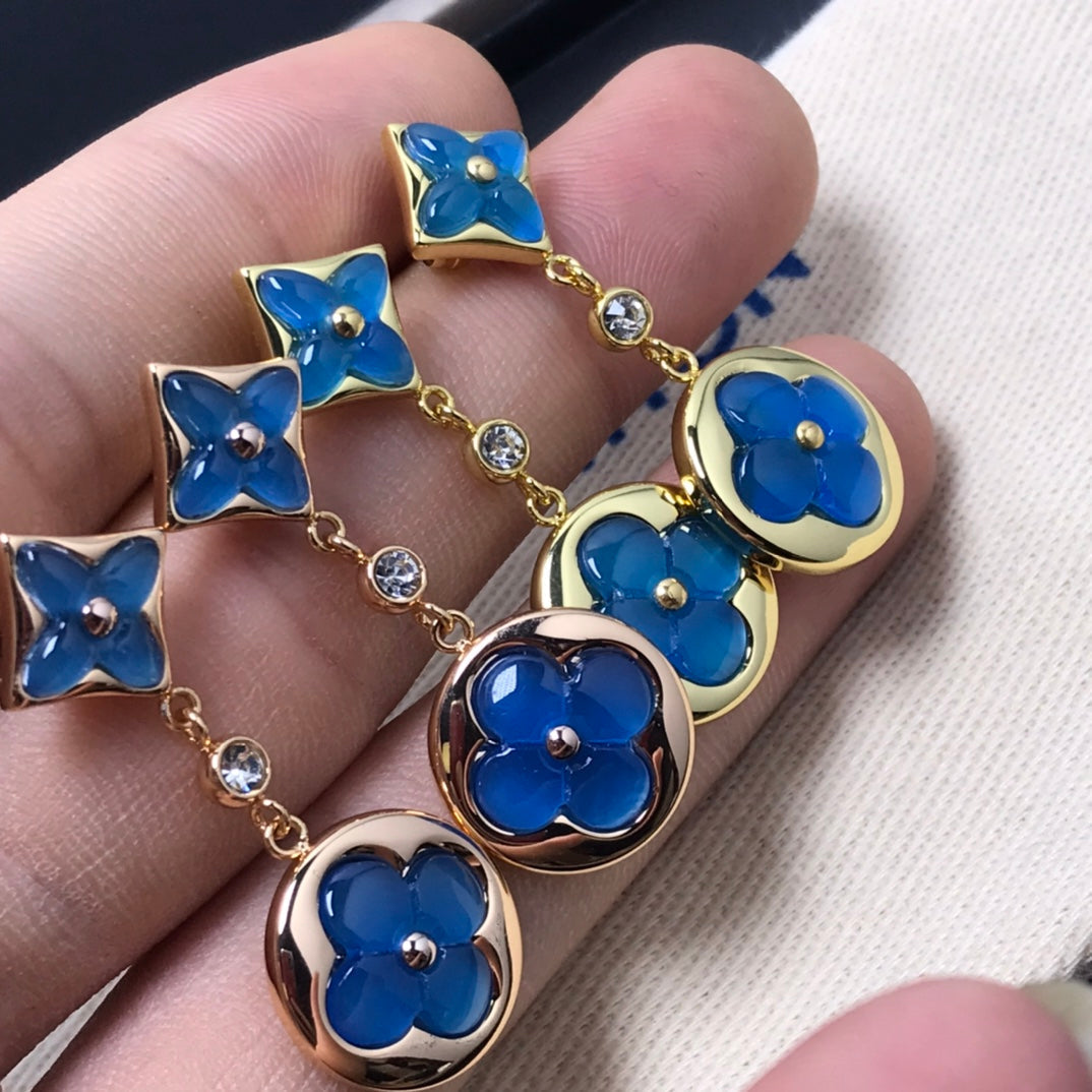 [Everoly JW]STAR AND SUN AGATE DIAMOND EARRINGS