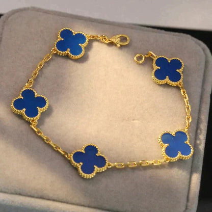 [Everoly JW]  CLOVER 5 MOTIF BLUE AGATE BRACELET COLLECTION