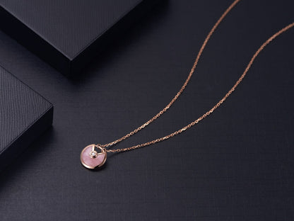 [Everoly JW]AMULETT ROSÉGOLD ROSA MOP HALSKETTE