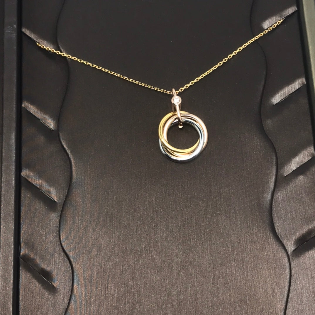 [Everoly JW]TRINITY SILVER GOLD PINK GOLD NECKLACE