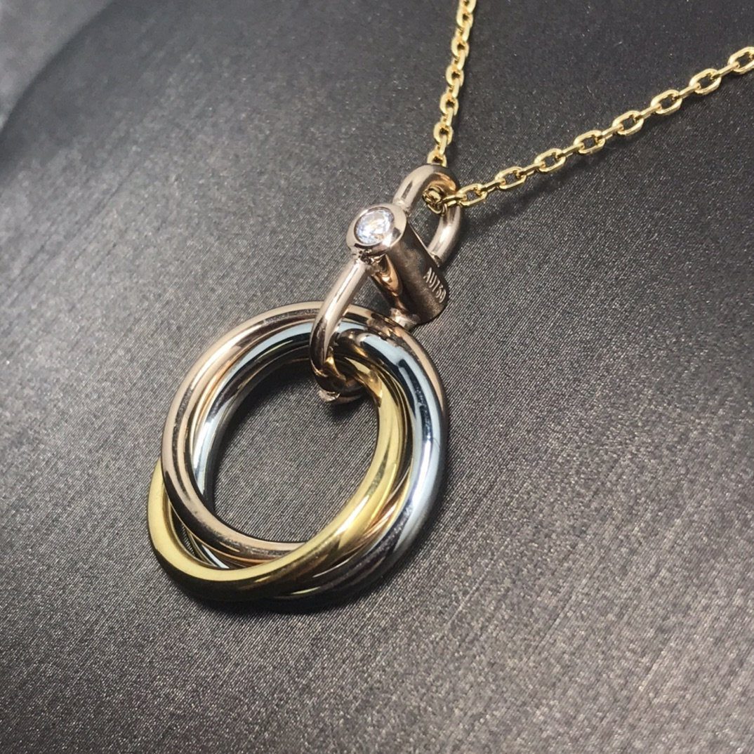 [Everoly JW]TRINITY SILVER GOLD PINK GOLD NECKLACE