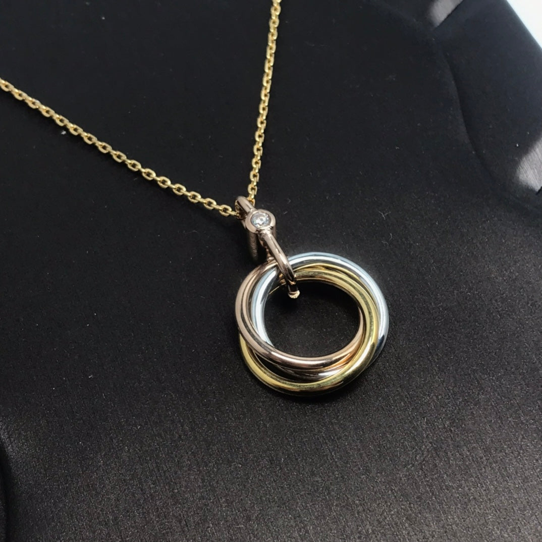 [Everoly JW]TRINITY SILVER GOLD PINK GOLD NECKLACE