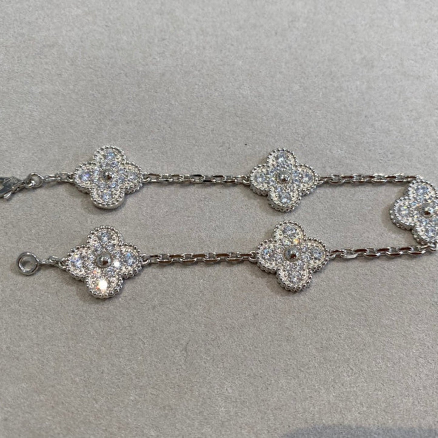 [Violet JW]CLOVER 5 MOTIFS  DIAMOND BRACELET SILVER