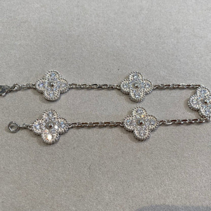 [Violet JW]CLOVER 5 MOTIFS  DIAMOND BRACELET SILVER