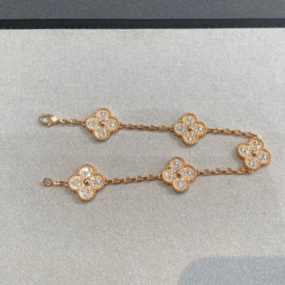 [Everoly JW]CLOVER 5 MOTIFS  FULL DIAMOND BRACELET