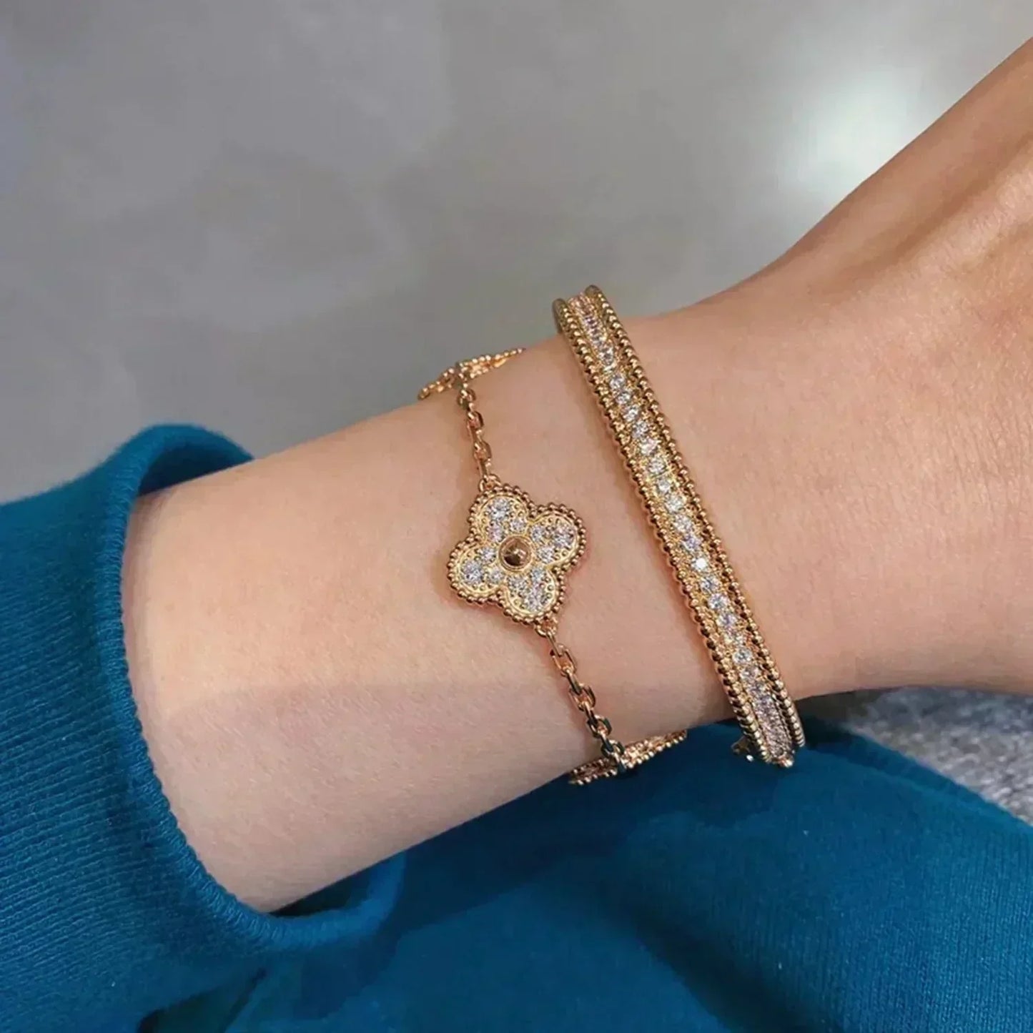 [Everoly JW]  CLOVER 5 MOTIF FULL DIAMOND BRACELET COLLECTION