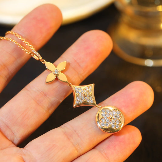 [Everoly JW]STAR AND SUN DIAMOND PINK GOLD NECKLACE