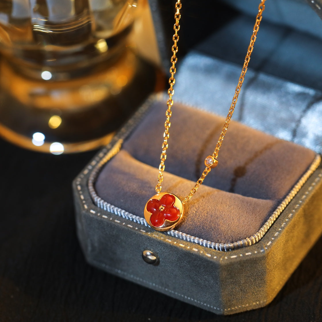 [Everoly JW]SUN PEDANT PINK GOLD 1 DIAMOND NECKLACE
