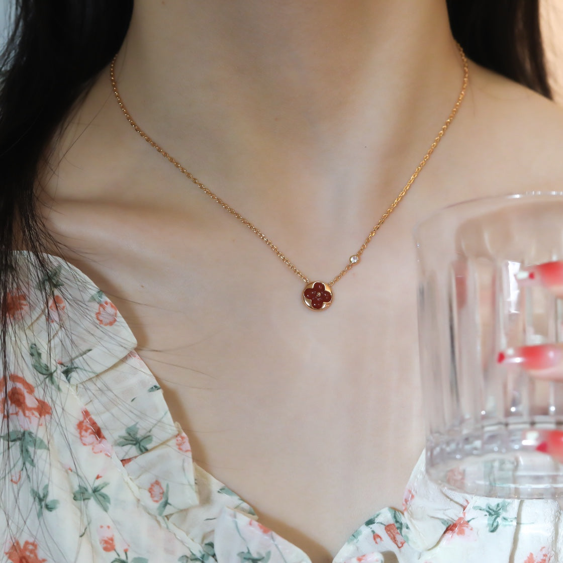[Everoly JW]SUN PEDANT PINK GOLD 1 DIAMOND NECKLACE
