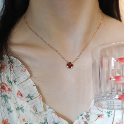 [Everoly JW]SUN PEDANT PINK GOLD 1 DIAMOND NECKLACE