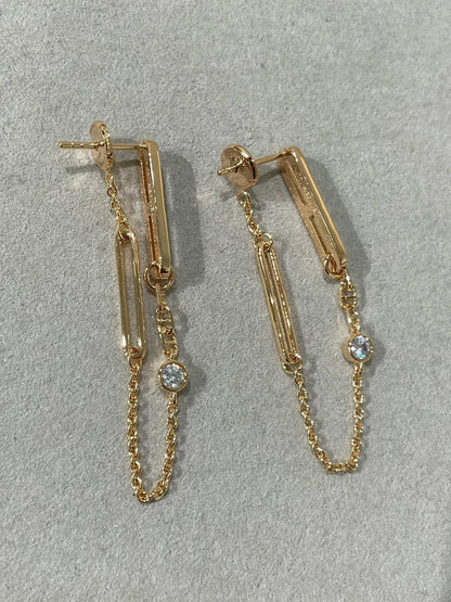 [Everoly JW]CHAINE CHAOS DIAMOND DROP EARRINGS