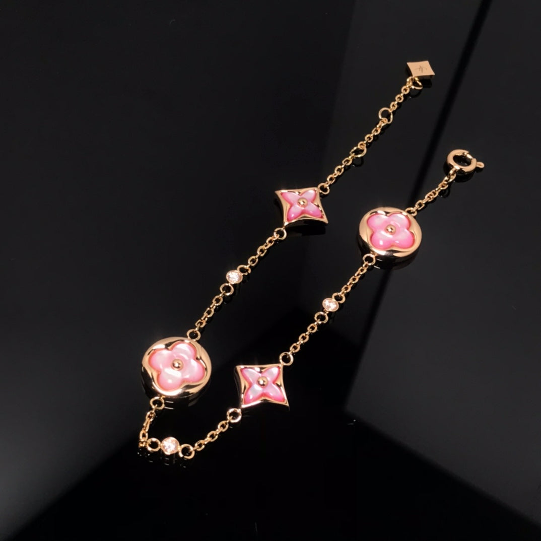 [Everoly JW]Stern und Sonne 4 Motiv rosa Mop rosa Gold Armband 