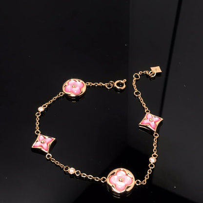 [Everoly JW]Stern und Sonne 4 Motiv rosa Mop rosa Gold Armband 
