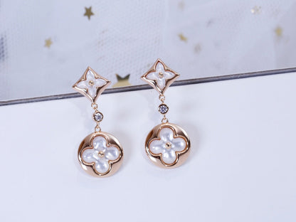 [Everoly JW]STAR AND SUN PINK GOLD MOP DROP EARRINGS