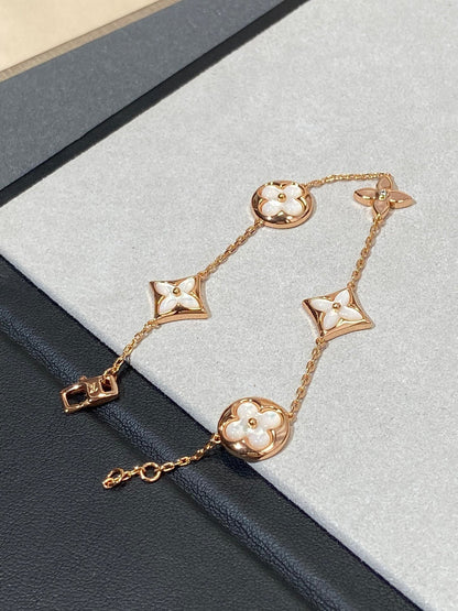 [Everoly JW]STAR AND SUN 5 MOTIF MOP PINK GOLD BRACELET