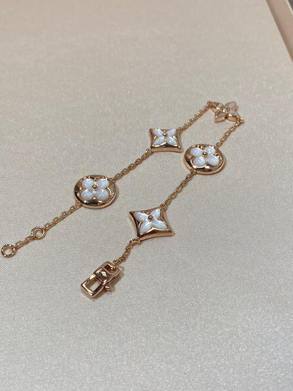 [Everoly JW]STAR AND SUN 5 MOTIF MOP PINK GOLD BRACELET
