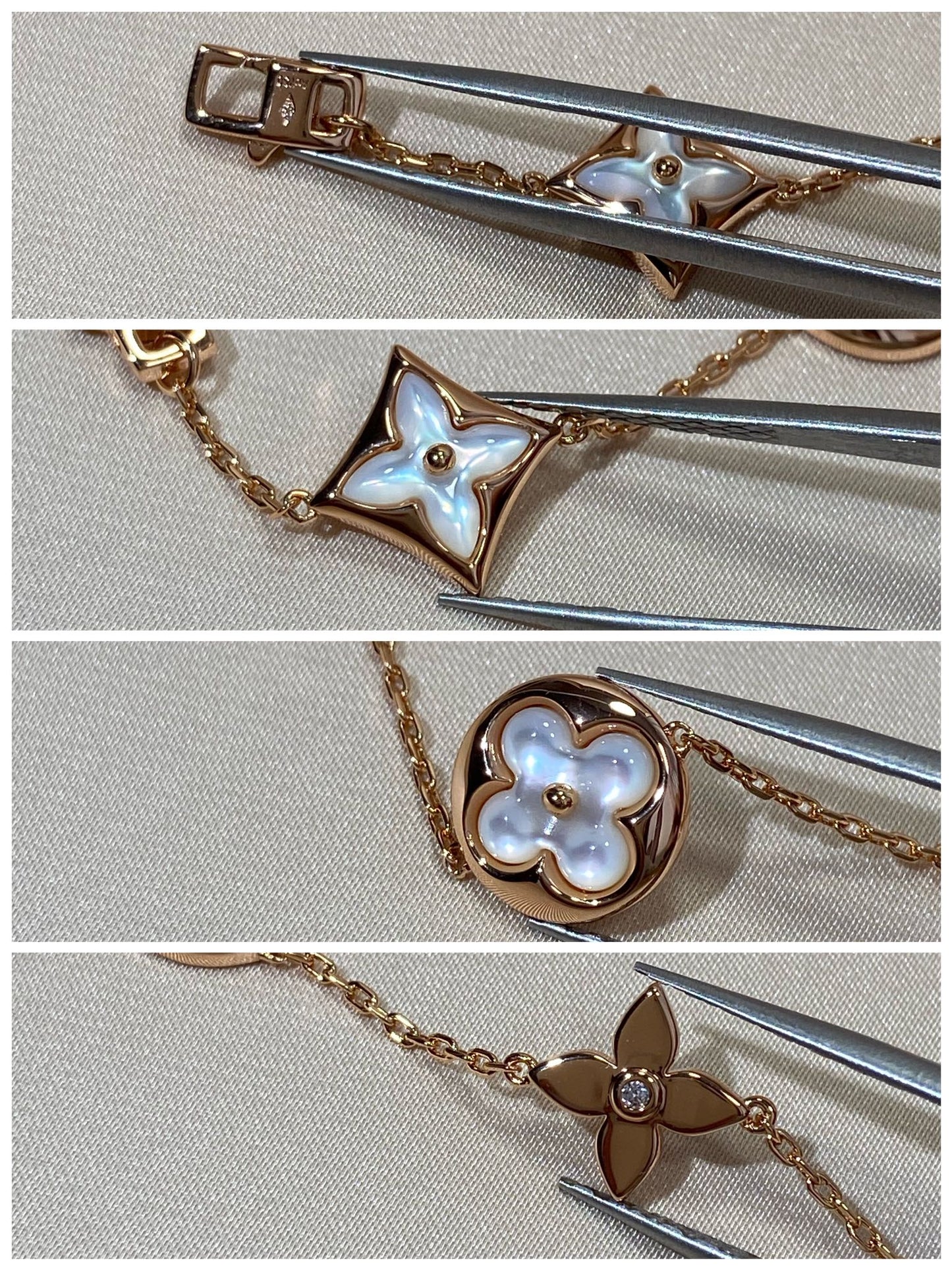 [Everoly JW]STAR AND SUN 5 MOTIF MOP PINK GOLD BRACELET