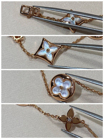 [Everoly JW]STAR AND SUN 5 MOTIF MOP PINK GOLD BRACELET