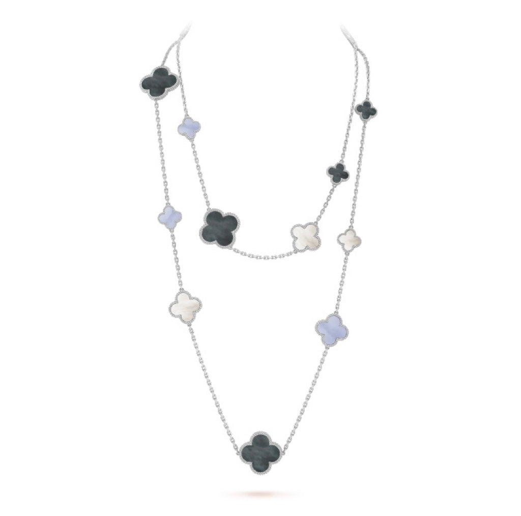 [Everoly JW]CLOVER 16 MOTIV CHALCEDON MOP SILBER HALSKETTE