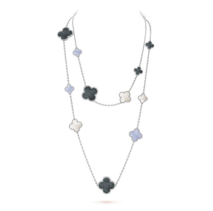 [Everoly JW]CLOVER 16 MOTIV CHALCEDON MOP SILBER HALSKETTE