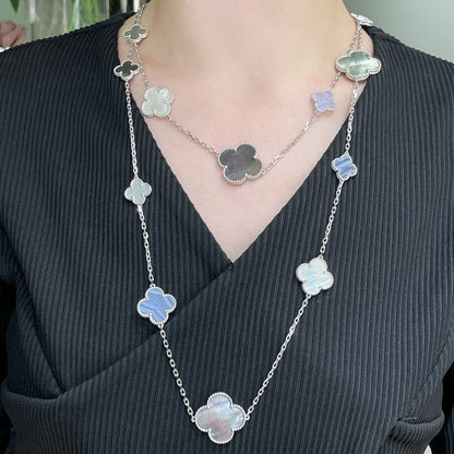 [Everoly JW]CLOVER 16 MOTIV CHALCEDON MOP SILBER HALSKETTE