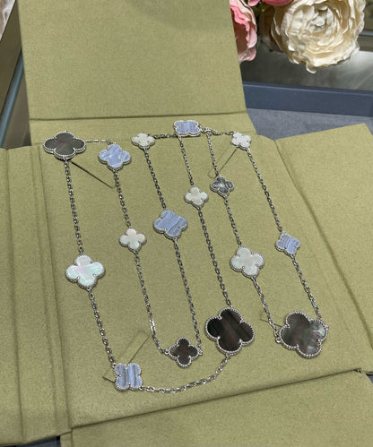 [Everoly JW]CLOVER 16 MOTIV CHALCEDON MOP SILBER HALSKETTE