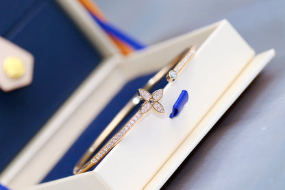 [Everoly JW]IDYLLE PINK GOLD OPEN BRACELET DIAMOND PAVED