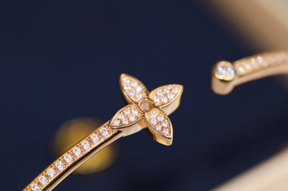 [Everoly JW]IDYLLE PINK GOLD OPEN BRACELET DIAMOND PAVED