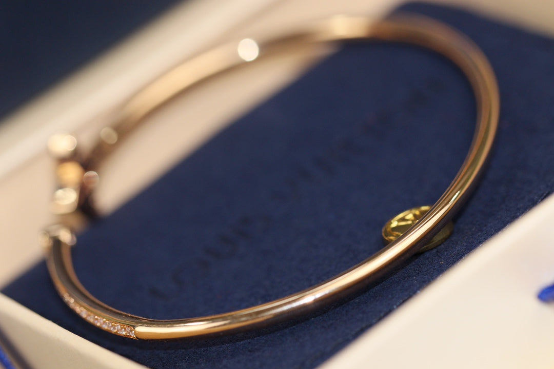 [Everoly JW]IDYLLE PINK GOLD OPEN BRACELET DIAMOND PAVED