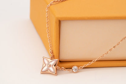 [Everoly JW]STAR PINK MOP 1 DIAMOND PINK GOLD NECKLACE
