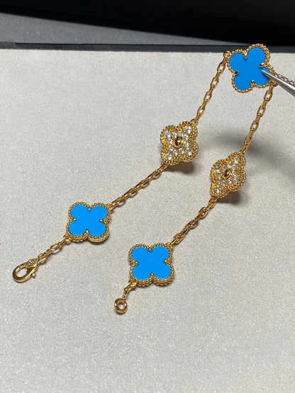 [Everoly JW]  CLOVER 5 MOTIF BLUE AGATE BRACELET COLLECTION