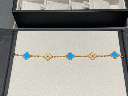 [Everoly JW]  CLOVER 5 MOTIF BLUE AGATE BRACELET COLLECTION