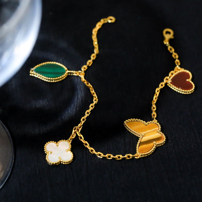 [Everoly JW]LUCKY SPRING 5 MOTIF GOLD BRACELET