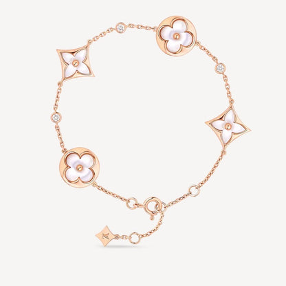 [Everoly JW]STAR AND SUN 4 MOTIF WHITE MOP PINK GOLD BRACELET