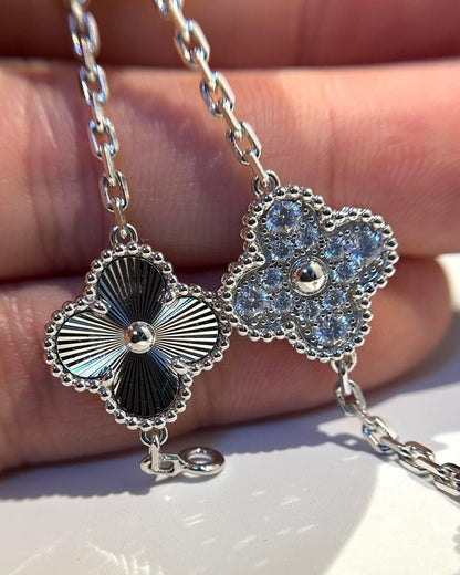 [Violet JW]CLOVER 5 MOTIF SILVER DIAMOND BRACELET