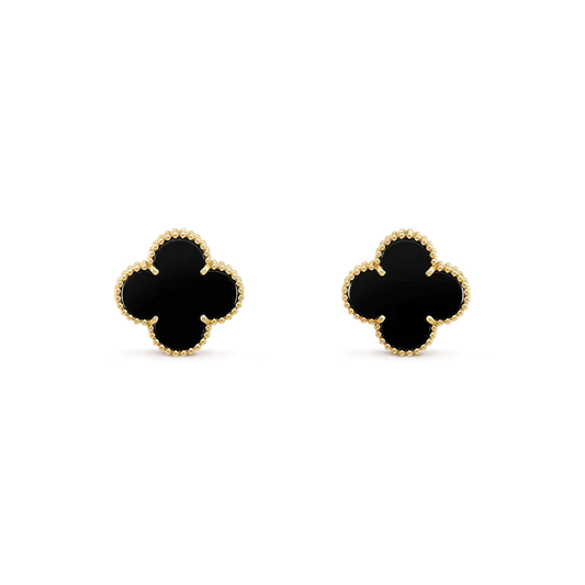 [Everoly JW]CLOVER MEDIUM 1 MOTIFS  ONYX STUD EARRINGS