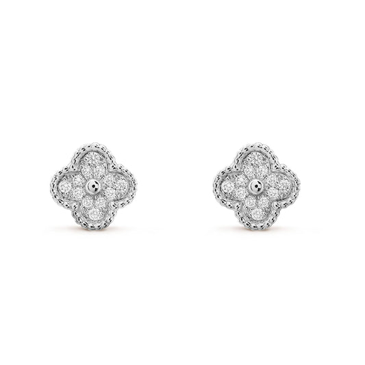 [Everoly JW]CLOVER MINI DIAMOND STUD EARRINGS