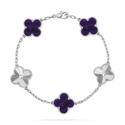 [Everoly JW] CLOVER 5 MOTIF PURPLE STRIPES BRACELET COLLECTION