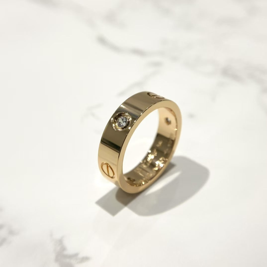 [Everoly JW]LOVE RING 5.5MM 3 DIAMONDS PINK GOLD